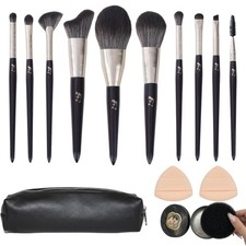 10PCS Makeup Brush Set, Soft Face  Eye Brushes with Dry Cleaning Box Brown