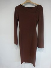 Boohoo Bodycon Dress Brown Size 8 Long Sleeves