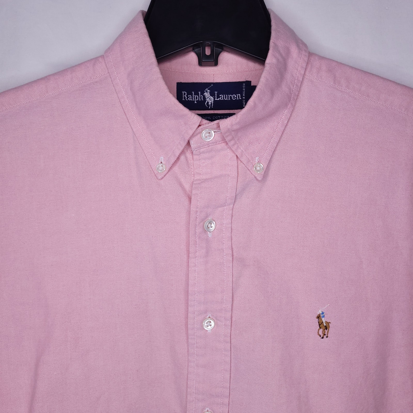 Ralph Lauren Dress Shirt Mens 16.5 Pink Pony Cotton