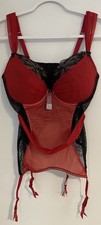 Adore Me Jestr Red Push Up Corset 36DDD Black Bustier Lingerie Garter Straps WT