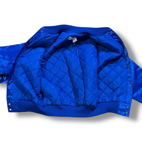 New Old Stock King Louie Pro Fit Bomber Mens Blue High Shine Snap Jacket Sz S - Picture 7 of 7