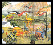 GRENADA Dinosaurier Dino Pr&auml;historische Tiere Reptilien Fauna Klb Mi 4013 - 4021