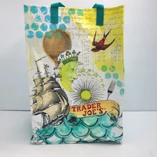 Trader Joe's Destination Map Moon Pirateship Reusable Shopping Bag