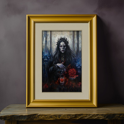 Norse viking  Goddess Hel Fantasy Art Gothic Home Decor Print, dark fantasy art