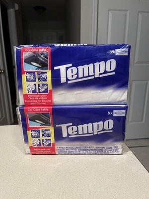 Tempo Car Case Visor Tissue Refills Only 2 X 4 pack (1 Open) 15 Total