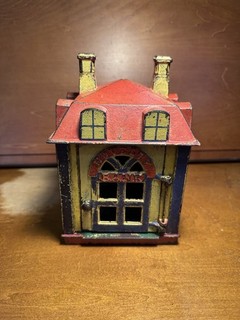 Original Antique NOVILTY Building Mechanical Bank by J & E Stevens C 1873