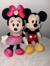 PAIR Of Mickey And Minnie Mouse Disney 10.5 Plush Stuffed Animals Lot Of 2