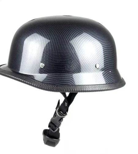 German Style Half Helmet Motorcycle Open Face Carbon Black Unisex Retro Biker