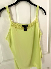 Lane Bryant Plus 14/16 Light Green Solid w/ Lace Trim Camisole Adjustable Straps