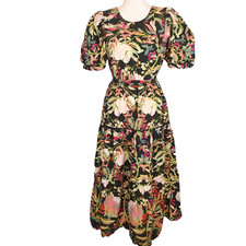 Anthropologie Conditions Apply Maxi Dress Puff Sleeve Open Back Cottagecore m