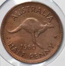 Australia 1960 Queen Elizabeth II Half Penny Kangaroo animal 292854 combine shi