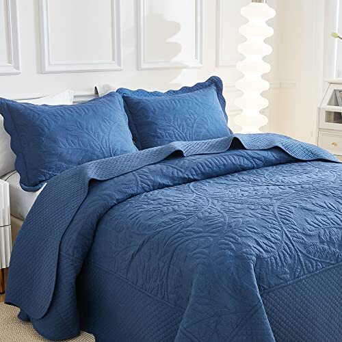 3Piece 100 Cotton Oversized Bedspread Set Queen (100"x106") Midtone