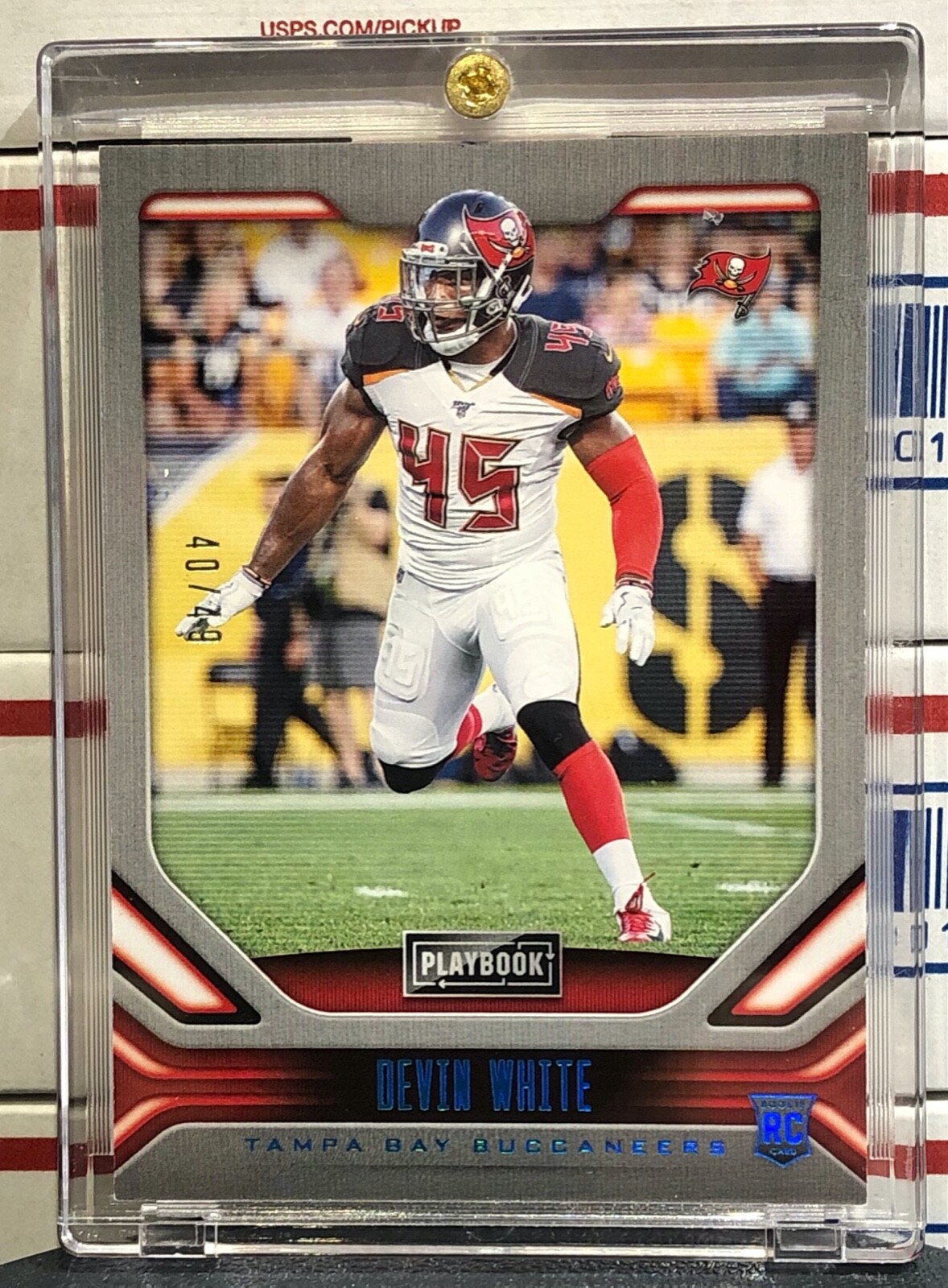 2019 PANINI PLAYBOOK DEVIN WHITE ROOKIE, #199, PLATINUM INSERT SERIAL #40/49