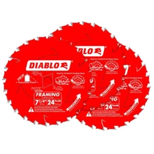 Diablo Framing Circular Saw Blade Tracking Point 7-1/4 in. x 24-Tooth 3 Pack