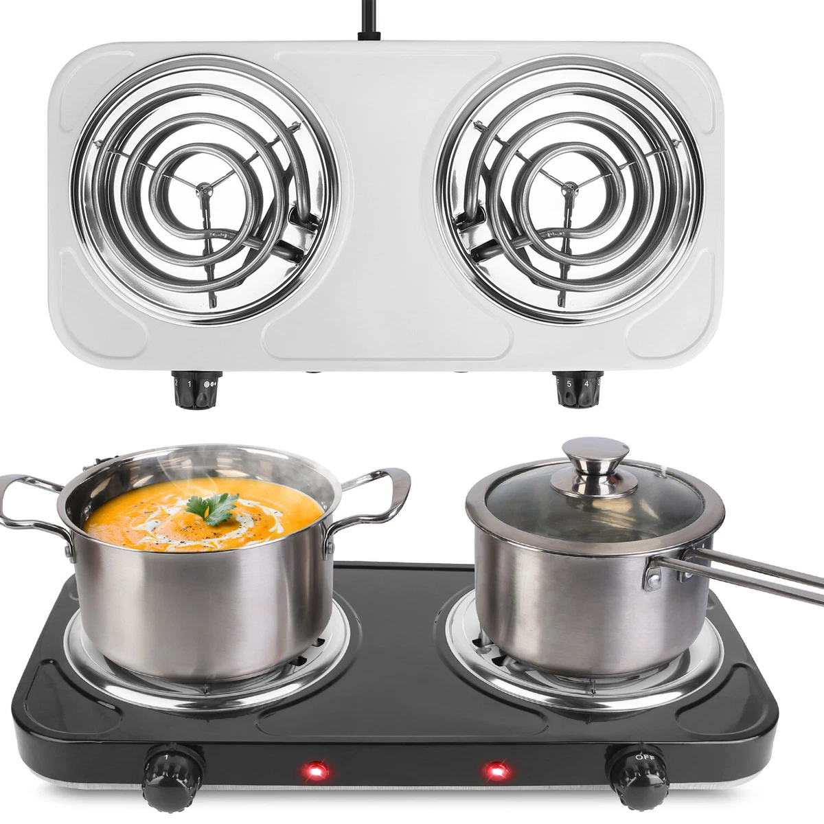 Countertop Double/Single Electric Burner RV Hot Plate Electric Stove Fast  Heat