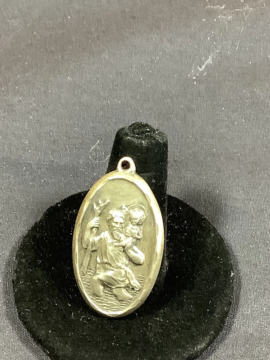 Vintage Creed Sterling Silver St. Christopher Pendant Religious Charm Medal