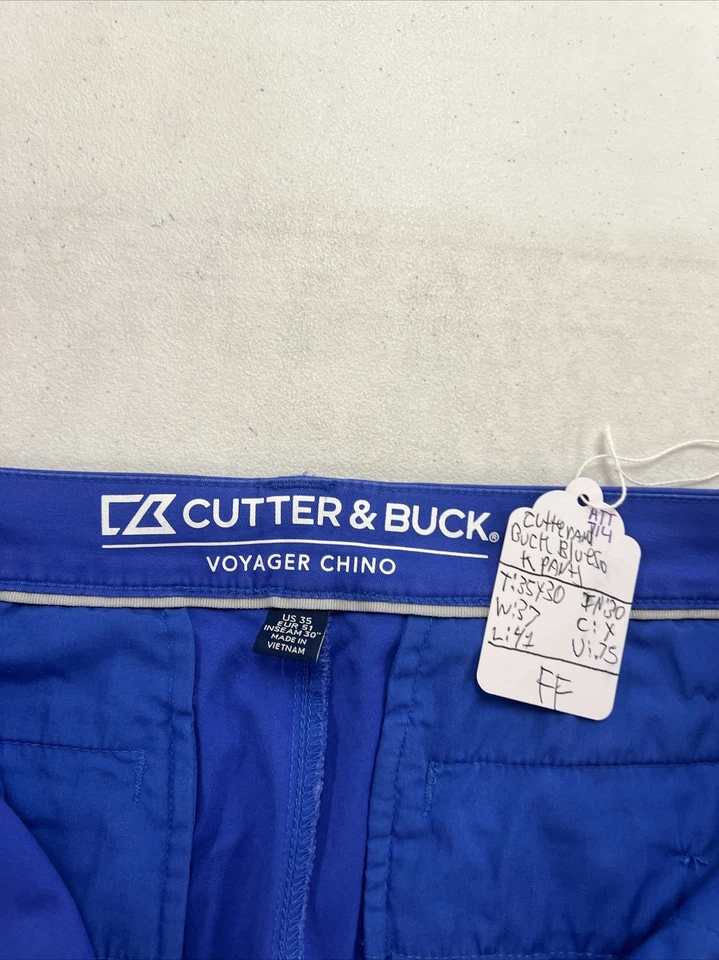 Мужские брюки хаки Cutter & Buck синие однотонные из хлопковой смеси 37X30 89 долл. США - Изображение 4 из 4