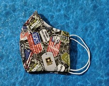 Washable Handmade Fabric Face Mask filter pocket US UNITED STATES ARMY DOG TAGS
