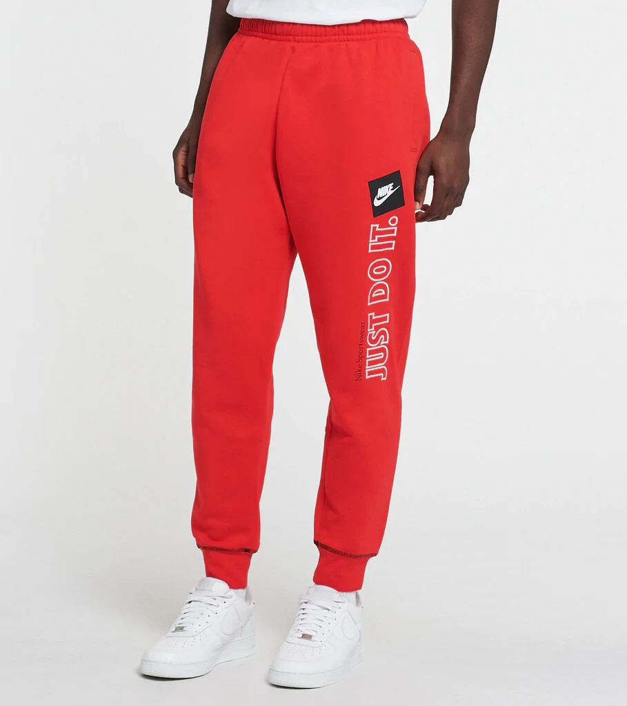 Slijm Bounty Nadeel Nike Just Do It Fleece Tapered Joggers Size XL Men Red JDI DD6210-657 | eBay