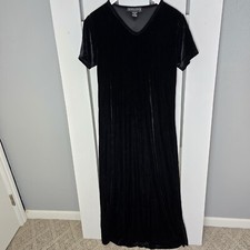 Walter Velvet V-Neck Short Sleeve Maxi Black Witchy Dress Med Stretch Side Slit