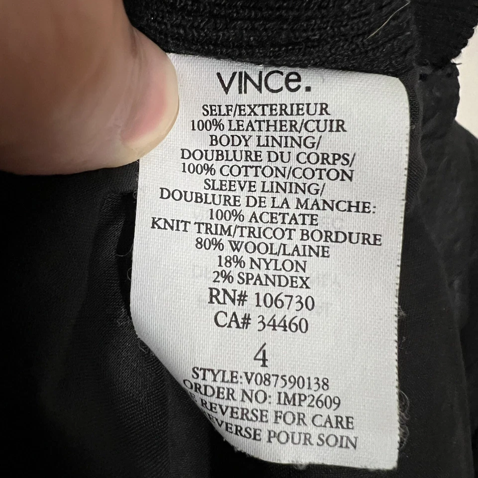 Vince Women’s Oiled Paper Leather Blazer Three Button Size 4 Black - Imagem 4 de 4