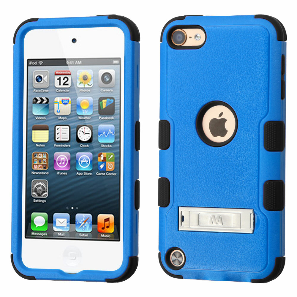 iPod Touch 5th 6th & 7th Gen - Hybrid Dual Armor Impact Skin Case BLUE BLACK