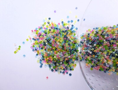 ROCAILLES GLASPERLEN 40 gr. RAINBOW COLOR PLATED FARBMIX 2-2,5 mm /771
