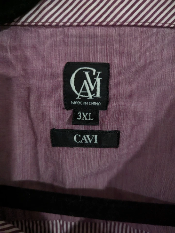 Cavi Men's 3XL Light Purple And White Stripe Dress Shirt Button Down 100% Cotton - Image 3 of 4