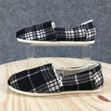 Toms Shoes Womens 6.5 Belmont Slip On Black White Comfort Casual Flats 10017601