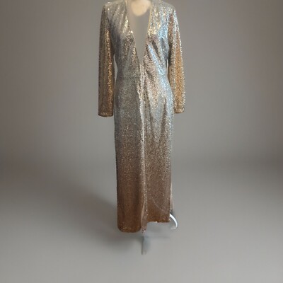 NWT. ALEXIA ADMOR Gold/Silver Sequin Evening Topper Duster Sz XS 100% Polyester