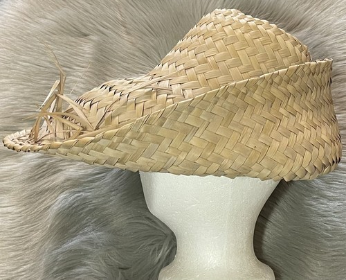 NOS Natural Straw Weave Scarecrow Style Hand Made Hat Size OSFM New! - Picture 5 of 11