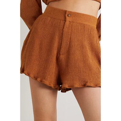 Savannah Morrow The Label Verita Crinkled Silk Bamboo Blend Shorts
