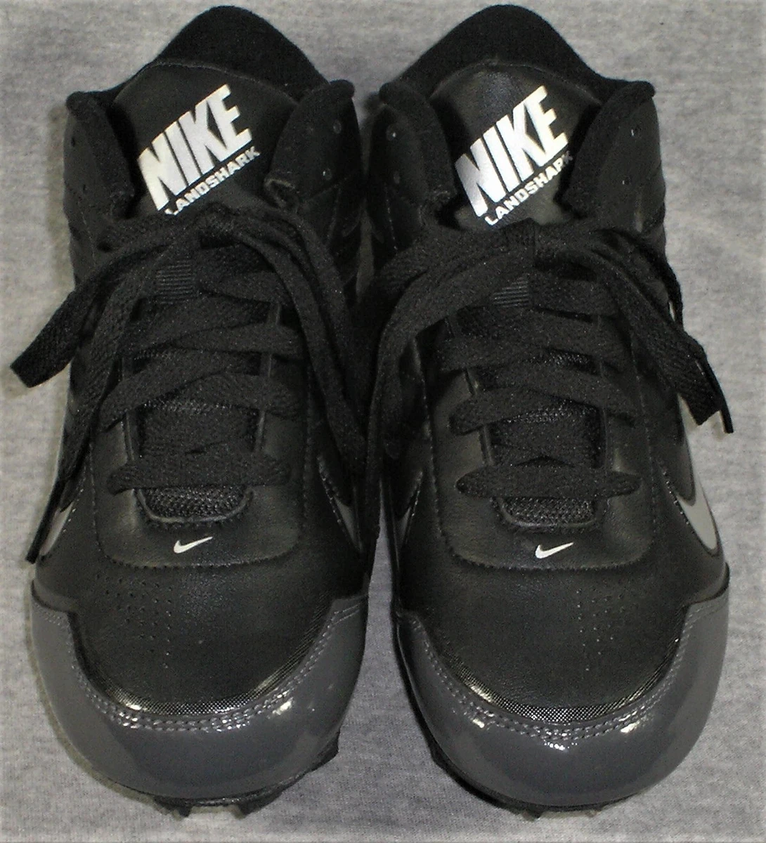 Nike Land Shark Soccer Cleats Size 4Y Black Gray White NWOT