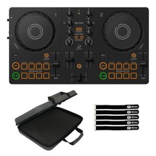 AlphaTheta DDJ-FLX2 Compact 2-Channel Beginner DJ Controller w Case Pack