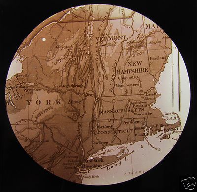 Glas Magische Laterne Dia Karte Ostamerika um 1890 USA 