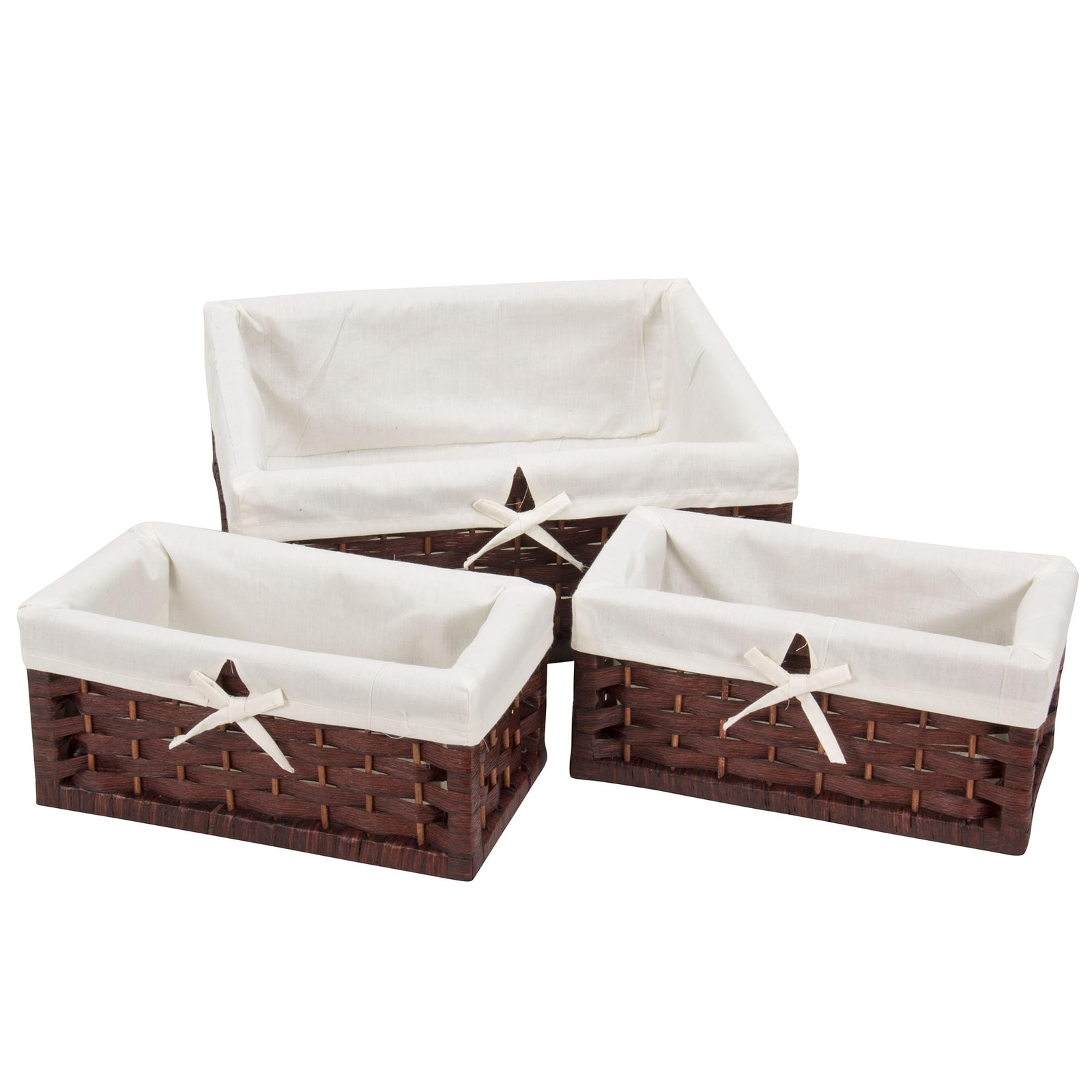 ML-7021 Set of Three Wicker Storage Baskets with Removable Liners | Paper Rop...