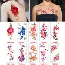 1 Sheet Woman Flowers Rose Waterproof Body Temporary Tattoos Stickers US