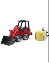 Bruder #02192 Schaffer Compact Loader with Bale Gripper and 1 Round Bale - New 