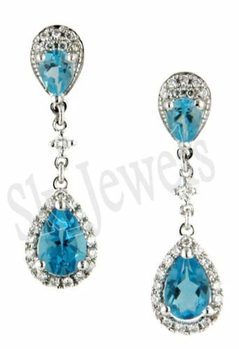 Orecchini con diamanti pendenti topazio