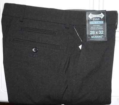 Murano Dress Pants EVAN 28x32 Extra Slim Fit Stretch Charcoal Gray NWT