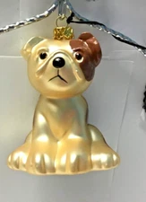 Cherry Designs glass ornament  3” mini brown tan bulldog dog