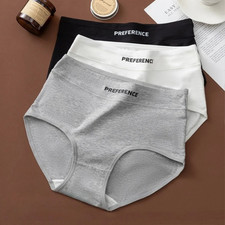 3 Pack Women's Cotton Briefs High Waist Underwear Plus Size Soft Breathable Pant