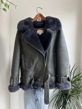 The Arrivals Moya Shearling Jacket – Green, S