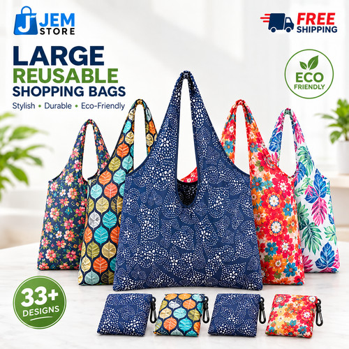 X Large Reusable Foldable Ladies Shopping Bag Eco Tote Handbag Fold Away Bag UK