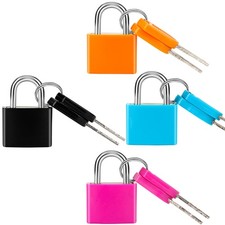 4 Pcs Suitcase Locks with Keys Multicolor Mini Keyed Padlock Metal Padlock Lu...