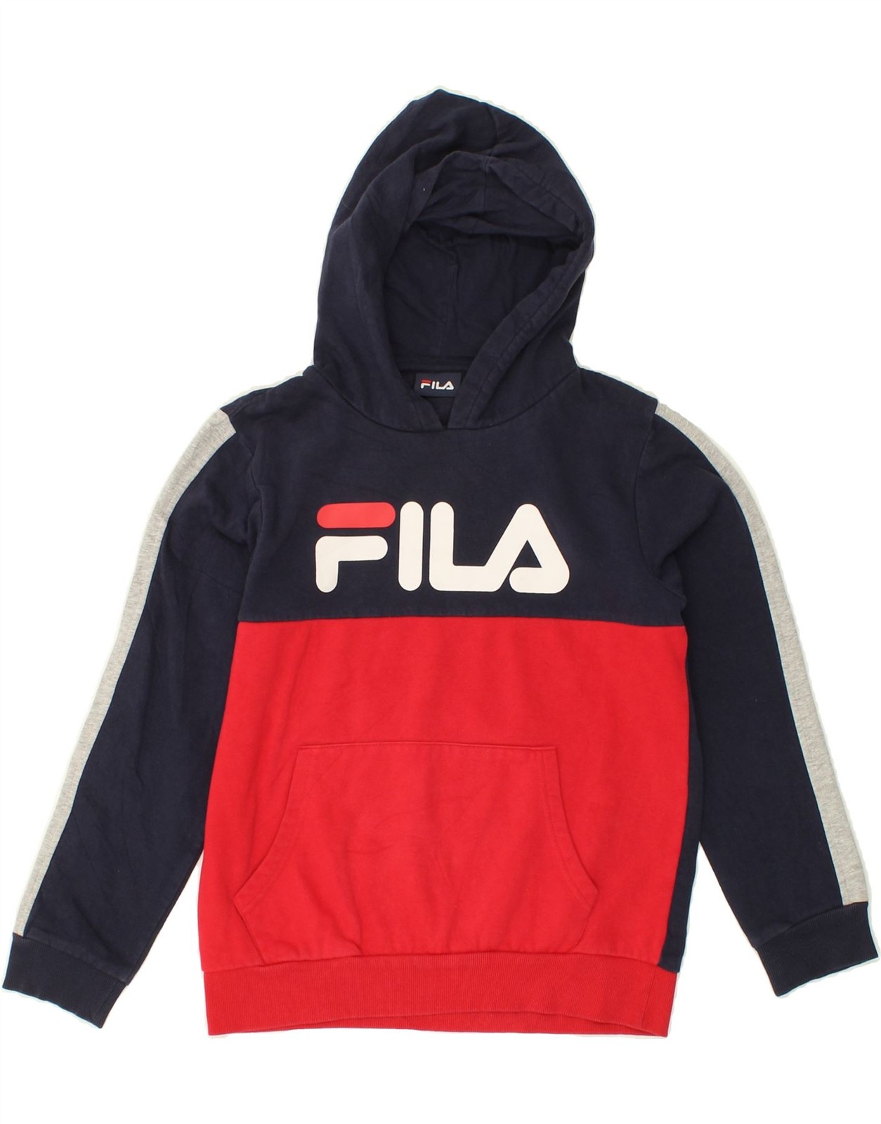 Felpa con cappuccio FILA ragazzo grafica 10 11 anni rosso colorblock cotone AV05