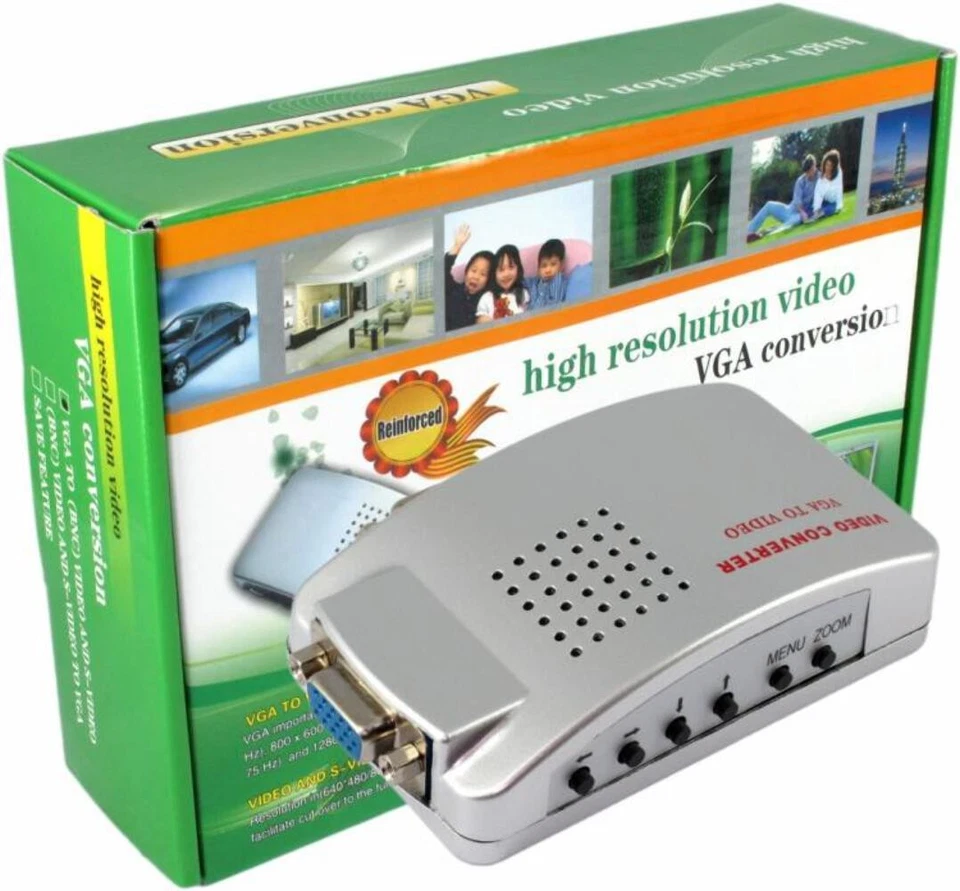 CONVERTITORE DA VGA A RCA S-VIDEO BNC SCART PC COMPUTER NOTEBOOK ADATTATORE DVR - Immagine 3 di 4