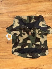 The Worthy Dog Sherpa Dog Jacket Camo Fleece 1/4 Zip Pullover Size M NWT