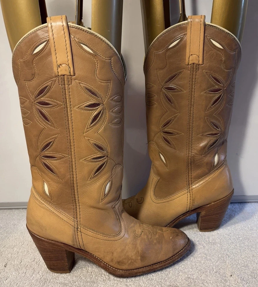 Botas de Vaquero Dingo Acme Mujer - Talla 7.5 M Modelo 7408 - Beige - Marrón Foto 2 de 4