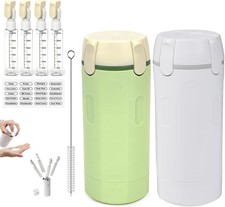 Set of 2- 4 in 1 Travel Dispenser,4 Pack 30ML Travel Bottles, 1 White+ 1 green